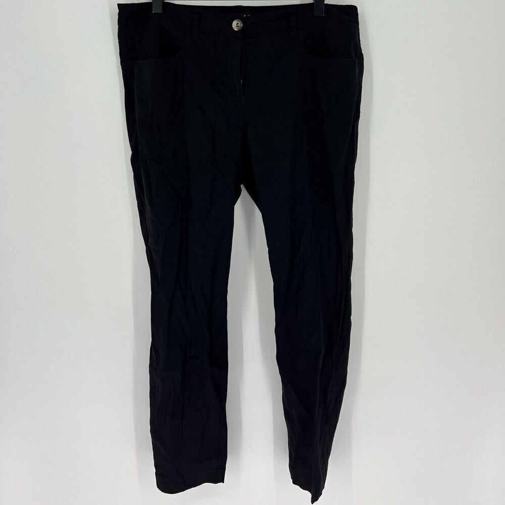 Theory Black Linen Blend Straight Leg Pants Size 8